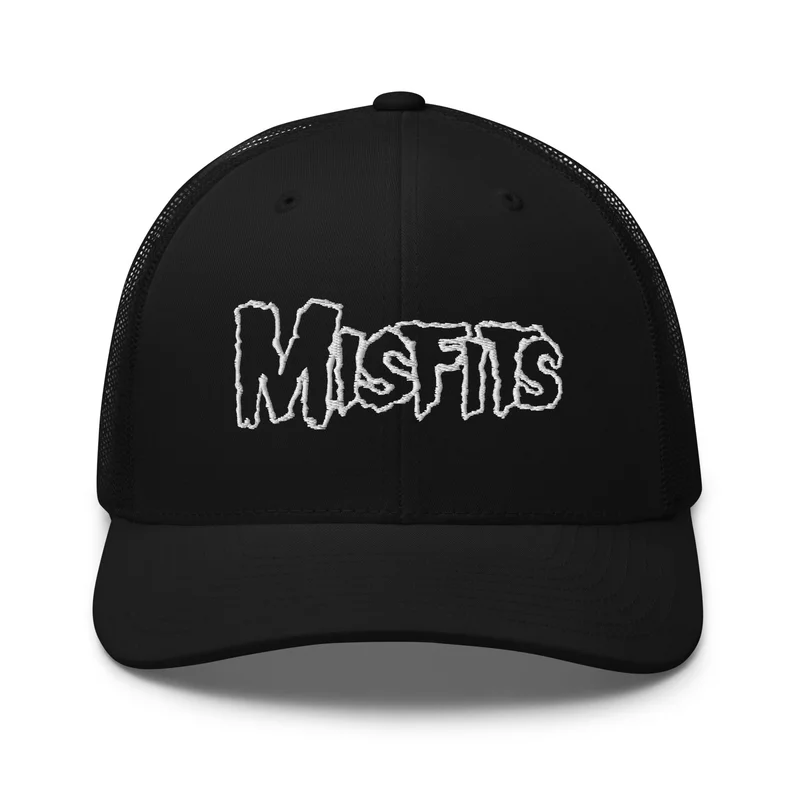 Misfits - White Drip Logo Trucker HD Embroidered Hat Black