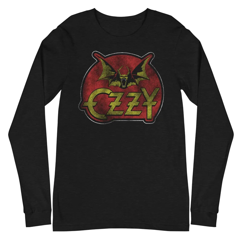 Ozzy Osbourne - Flaming Bat Long Sleeve T-Shirt Black