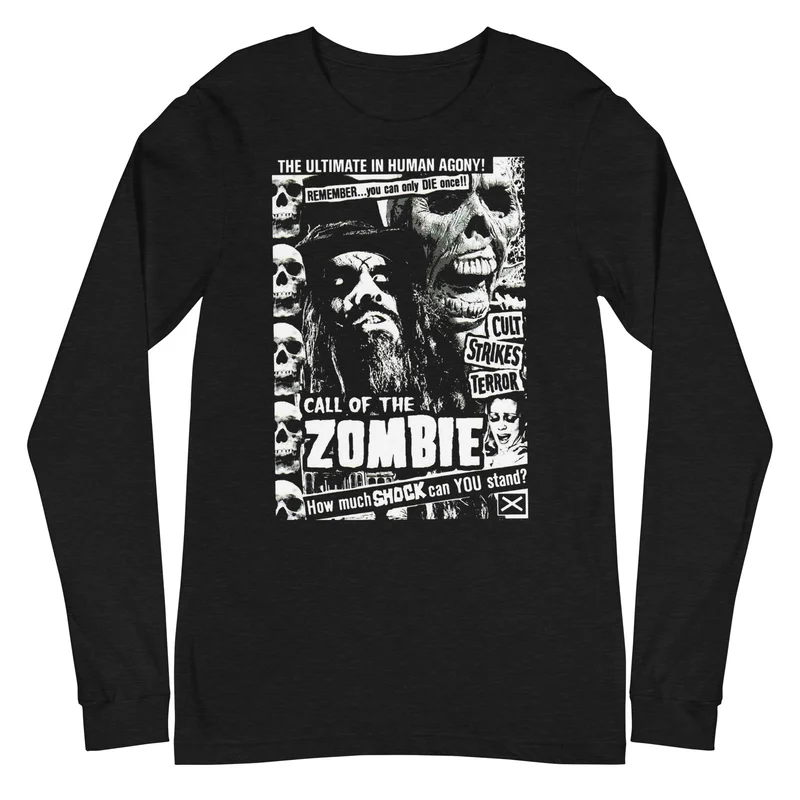 Rob Zombie - Black and White Long Sleeve T-Shirt Black