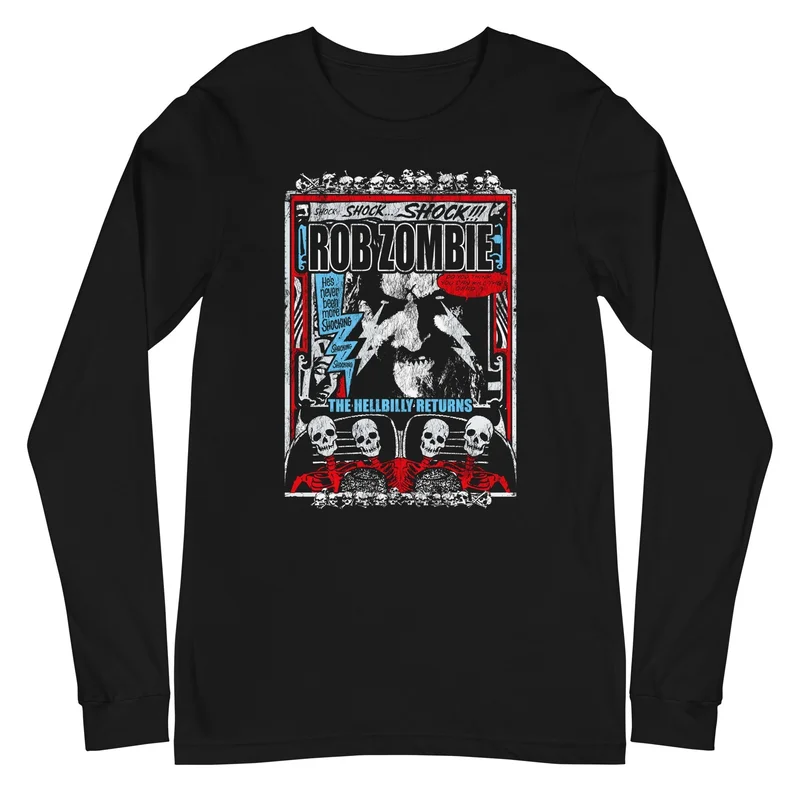 Rob Zombie - Comic Book Long Sleeve T-Shirt Black