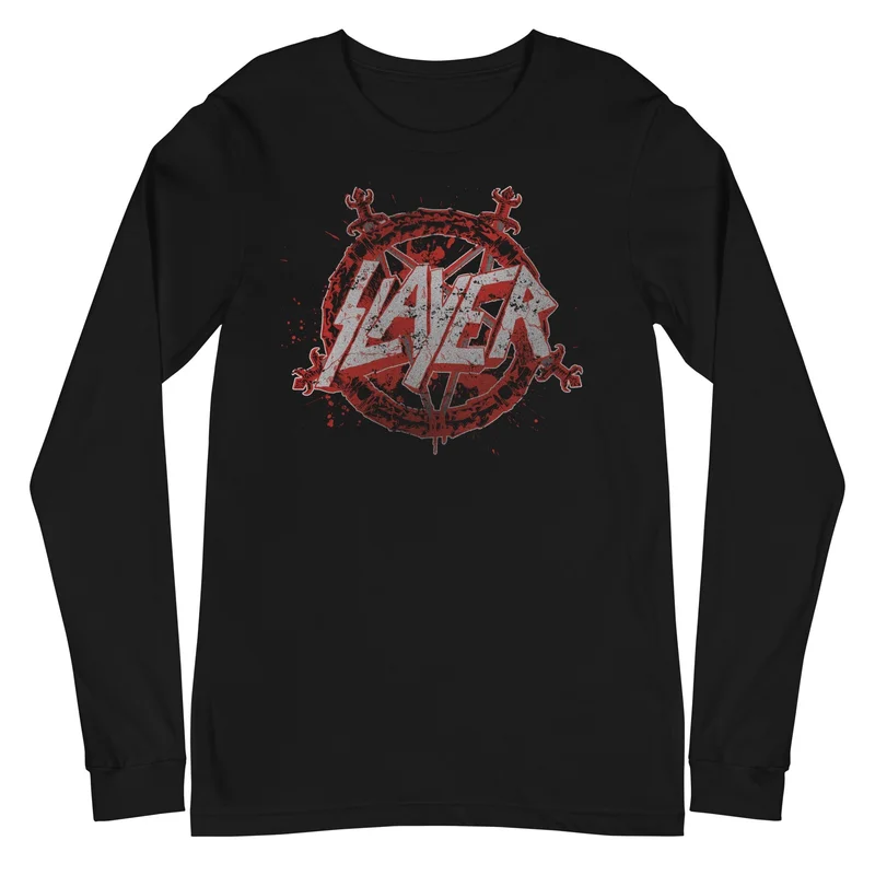 Slayer - Drip Logo Long Sleeve T-Shirt Black