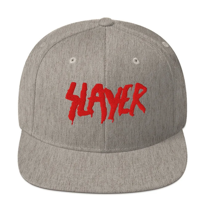 Slayer Embroidered Logo Snapback Hat Gray