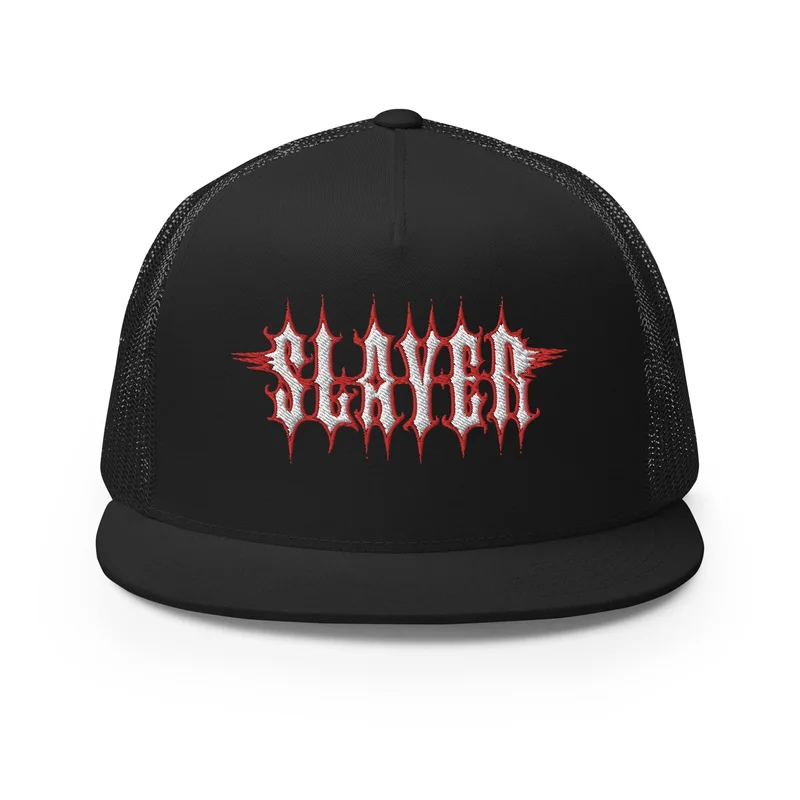 Slayer - Logo Flat Brim Trucker Hat Black