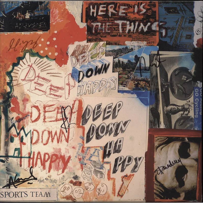 Sports Team Deep Down Happy - Blue Vinyl - Autographed - Sealed UK Vinyl LP