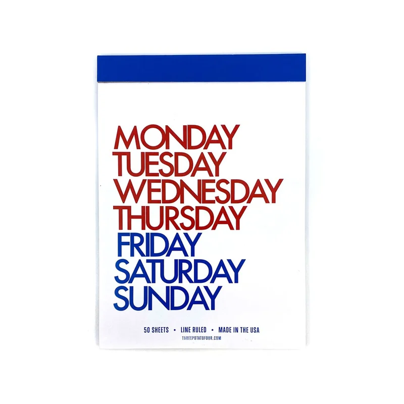 TABLET NOTEPAD - DAYS OF THE WEEK
