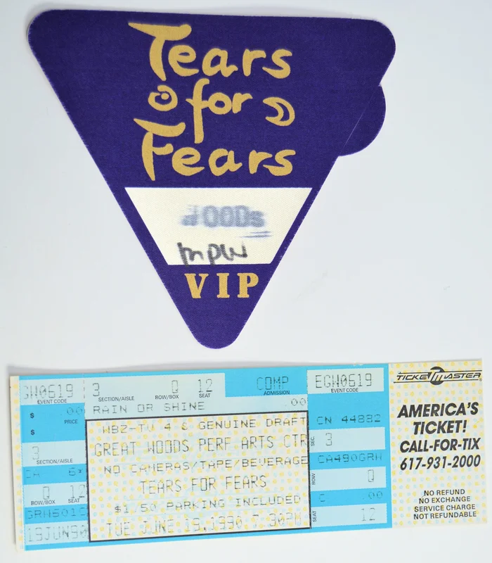 Tears For Fears - 1990 Backstage Pass & Ticket