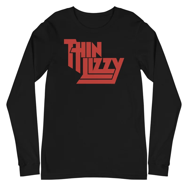 Thin Lizzy - Classic Red Logo Long Sleeve T-Shirt Black