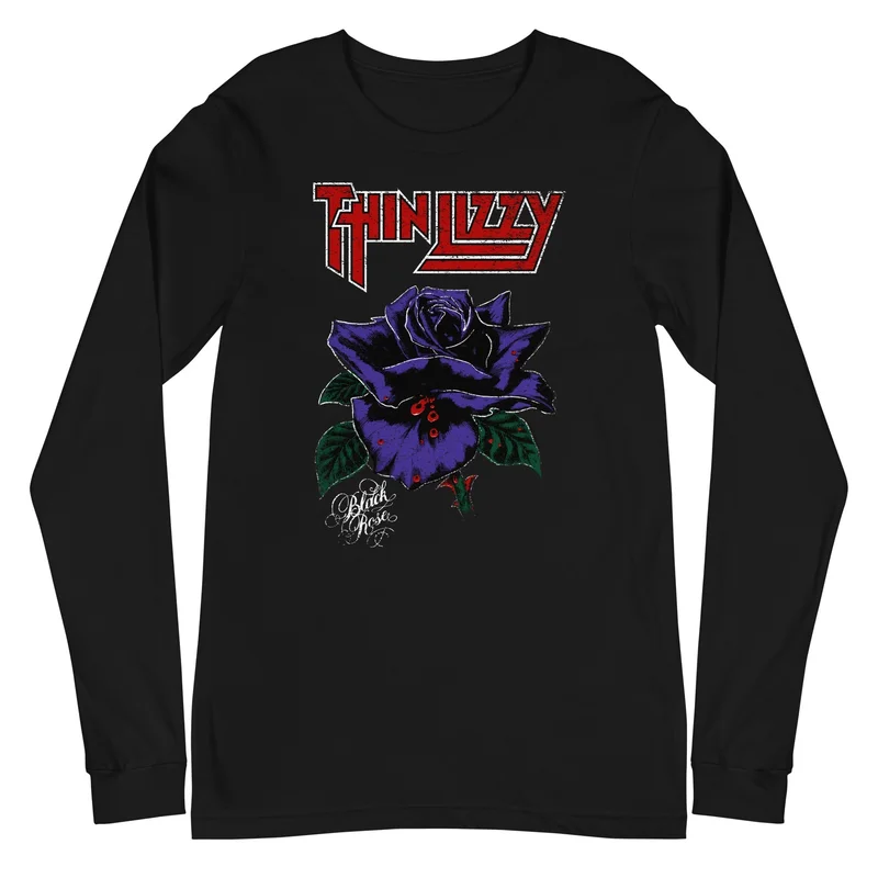 Thin Lizzy - Purple Rose Long Sleeve T-Shirt Black