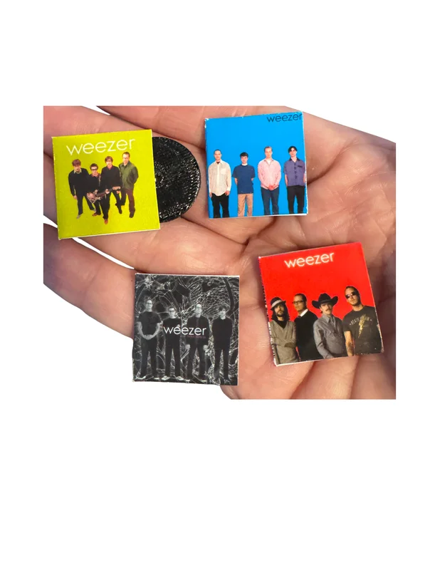 Weezer Miniature Vinyl Albums  1:12 Scale Dollhouse Records   Tiny Record Collection
